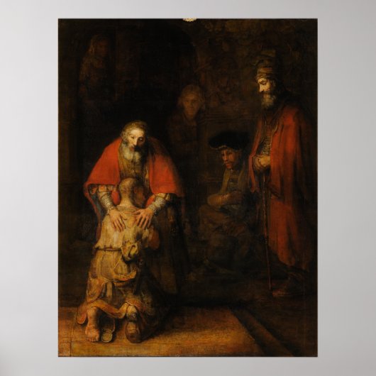 Poster Retour du fils prodigue par Rembrandt van Rijn (Devant)