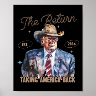 Poster Retour Western Cowboy Trump 2024 Prise de l'Amériq