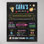 Poster Retourner à l'école Chalkboard Dernier jour signe (Devant)