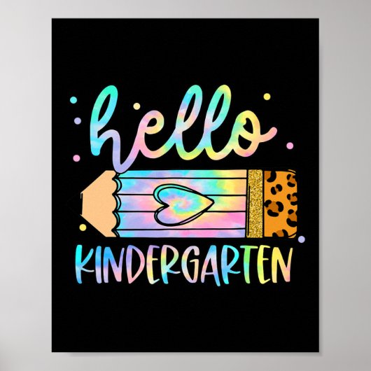 Poster Retourner À L'École Hello Kindergarten Leopard Tie (Devant)