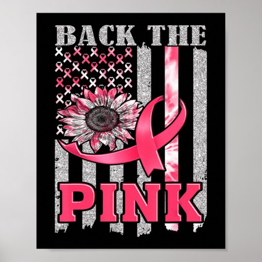 Poster Retourner Le Ruban rose Drapeau Sensibilisation au (Devant)
