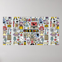 Retournez à l'ensemble de doodle coloré de l'école