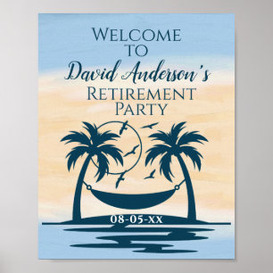 Poster Retraite Beach Palm Trees Bienvenue à la fête