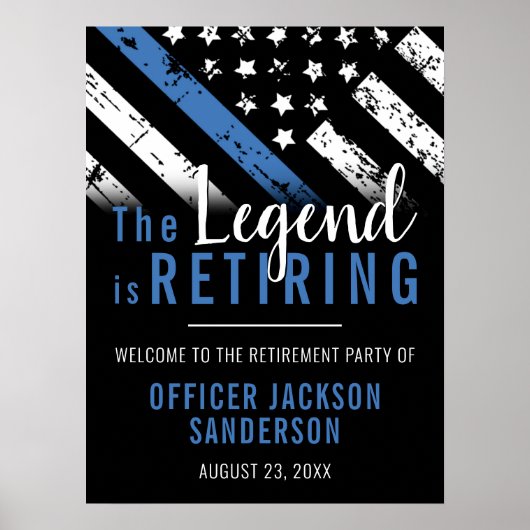 Poster Retraite de la police Ligne Bleue Mince Applicatio (Devant)