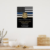 Poster Retraite de la police Ligne Bleue Mince Applicatio (Cuisine)