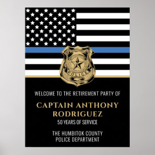 Poster Retraite de la police Ligne Bleue Mince Applicatio