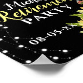 Poster Retraite Floral Sunflower Party Welcome Black (Coin)