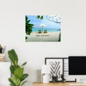 Poster Retraite, journée ensoleillée à la plage (Bureau à domicile)