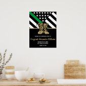Poster Retraite militaire Ligne verte Drapeau Armée patri (Cuisine)