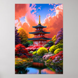 Poster Retraite paradisiaque, Pagode Japonaise