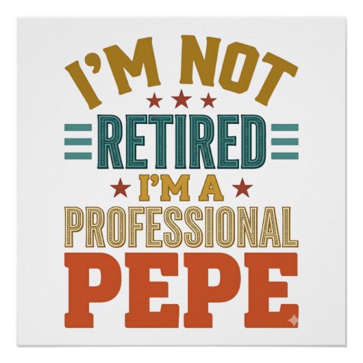 Poster Retraite Professionnelle Pepe Typographie Vintage (Devant)