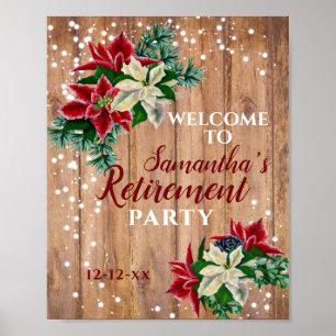Poster Retraite Rustique Poinsettia Floral Party Bienvenu