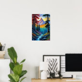 Poster Retraite sauvage avec flux en cascade (Bureau à domicile)