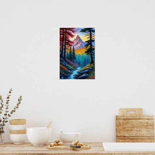 Poster Retraite sauvage avec flux en cascade (Cuisine)