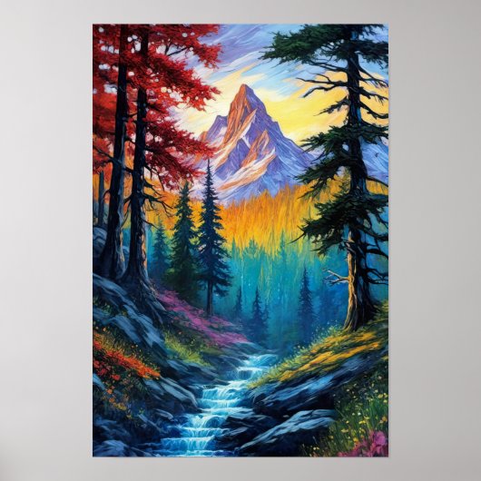 Poster Retraite sauvage avec flux en cascade (Devant)
