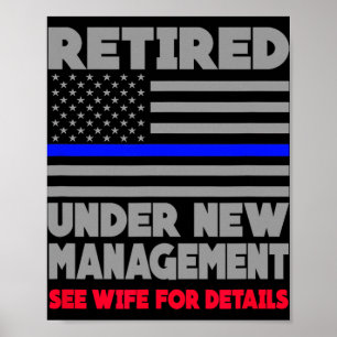 Poster Retraité sous nouvelle direction Retraite Thin Blu