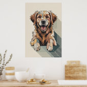 Poster Rétreiver doré patchwork - Chien géométrique (Cuisine)