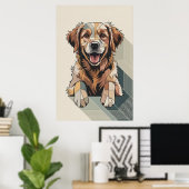 Poster Rétreiver doré patchwork - Chien géométrique (Bureau à domicile)
