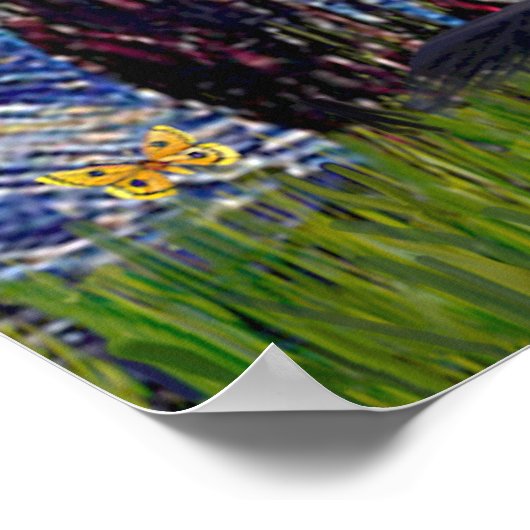 Poster Retriever à revêtement plat 1 - Nuit étoilée (Coin)