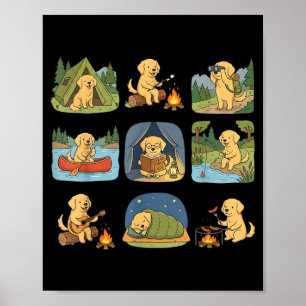 Poster Retriever doré Camping Chien mignon Randonnée Camp