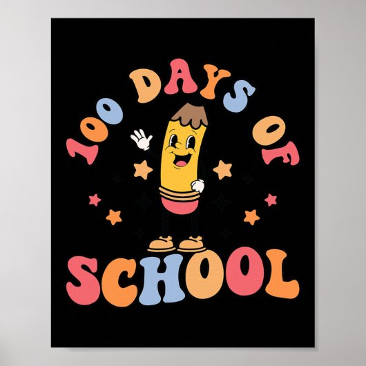 Poster Rétro 100 Jours D'Enseignants Étudiants 100ème D (Devant)
