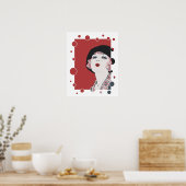 Poster Retro 1920s Jazz Age Style flapper fille bulles (Cuisine)