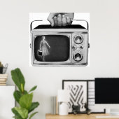 Poster Retro 1950s Portable TV Mid-Century (Bureau à domicile)