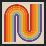 Poster Retro 1970s Style Arched Stripes Geometric Pattern<br><div class="desc">This artwork channels a retro graphic spirit, forming the letter‑like curve with parallel bands of red, orange, yellow, light blue, teal, and purple. The layered arcs flow in harmony, evoking the bold optimism of 1970s design. Set against a soft beige background, the vibrant rainbow palette stands out with clarity and...</div>