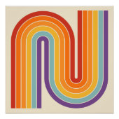 Poster Retro 1970s Style Arched Stripes Geometric Pattern (Devant)