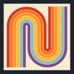 Poster Retro 1970s Style Arched Stripes Geometric Pattern<br><div class="desc">This artwork channels a retro graphic spirit, forming the letter‑like curve with parallel bands of red, orange, yellow, light blue, teal, and purple. The layered arcs flow in harmony, evoking the bold optimism of 1970s design. Set against a soft beige background, the vibrant rainbow palette stands out with clarity and...</div>