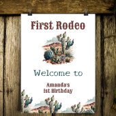 Poster Retro 1er Rodéo Cactus Occidentaux Anniversaire