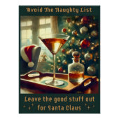 Poster Retro 50s Avoid The Naughty List Christmas Martini (Devant)