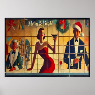 Poster Retro 50s Noël Eve Bar Dernier Appel Martini