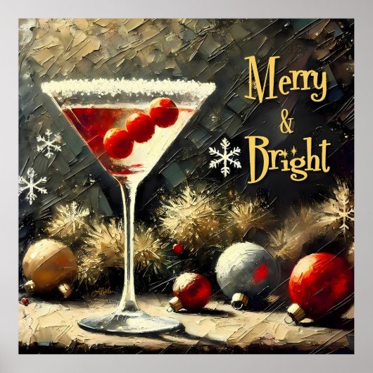 Poster Retro 50s Triple Cranberry Christmas Martini (Devant)