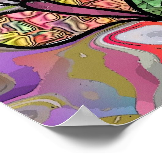 Poster Retro 60s Psychedelic Magic Champhrooms Imprimer l (Coin)