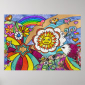 Poster Retro 60s Psychedelic Sunshine Eagle Imprimer Post (Devant)