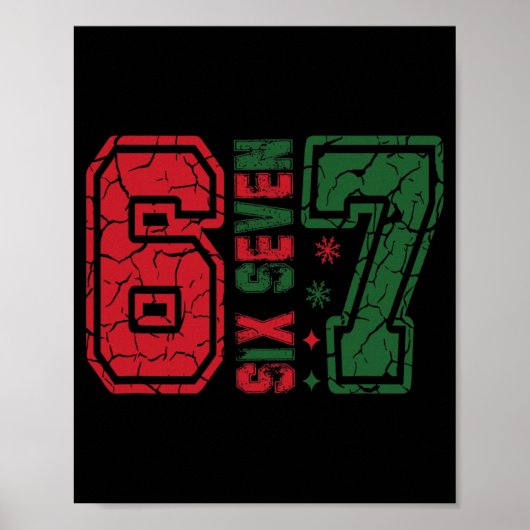 Poster Rétro 67 Drôle Six Sept Mème 6 7 Numéro Noël (Devant)