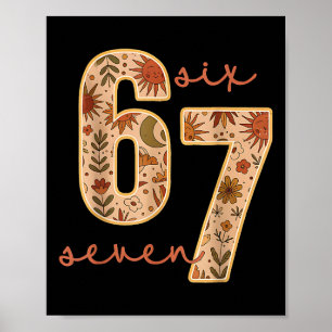 Poster Rétro 67 Six Seven Boho Floral Rétro Fleurs de Lun