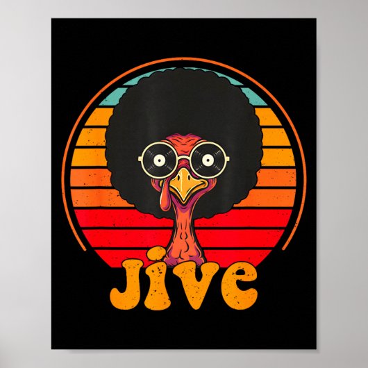 Poster Retro 70s Turkey Jive Afro Thanksgiving Family Men (Devant)