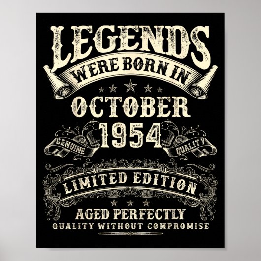Poster Retro 71st Birthday For Men 71 Year Old October 19 (Devant)