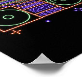 Poster Retro 80s 90s Neon Radio Ghettoblaster Boombox (Coin)