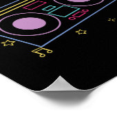 Poster Retro 80s 90s Neon Radio Ghettoblaster Boombox (Coin)