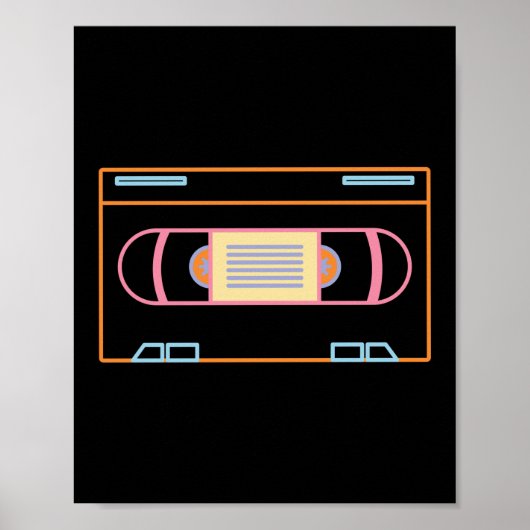 Poster Retro 80s 90s Neon Vidéo bande Vhs (Devant)