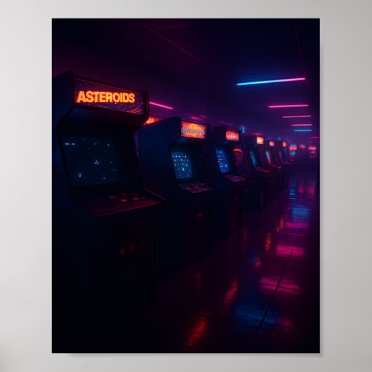Poster Retro 80s Arcade Gaming Aesthetic Neon Lights (Devant)