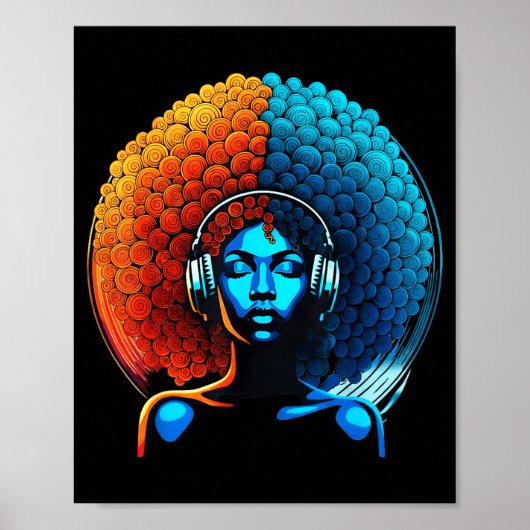 Poster Retro 80s Funk Afro Girl Disco Soul African Americ (Devant)