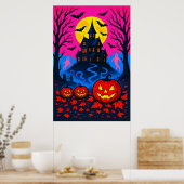 Poster Retro 80s Style Halloween Pop Art (Cuisine)
