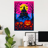 Poster Retro 80s Style Halloween Pop Art (Bureau à domicile)