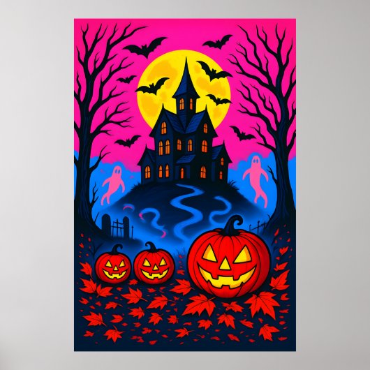 Poster Retro 80s Style Halloween Pop Art (Devant)