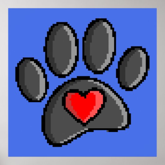 Poster Retro 80s Vidéo Jeu 8 bits Pixel Art Chien Emprein (Devant)