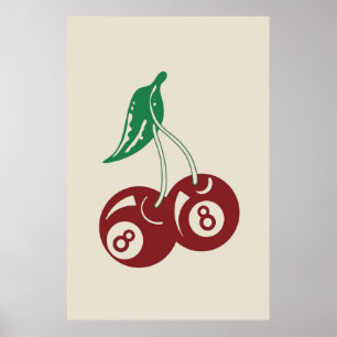 Poster Retro 8 Ball Cherries